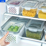 6-piece Set (2 Fresh-keeping Boxes + 2 Draining Baskets + 2 Lids)