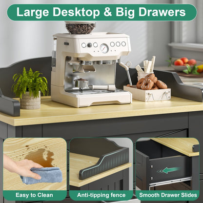 Storage Cabinet 12-Gallon Tilt-Out Trash Bin Enclosure with Top Drawer and Two Color Options