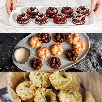 48-Piece Silicone Donut Mold Set with Four Shapes in Small or Medium Sizes for Muffins and Cupcakes