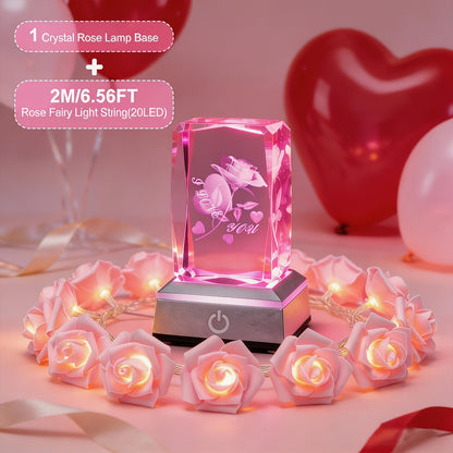 Night Light Rose Floral Acrylic Sign with Color-Changing LED Base and Four Retained Display Styles