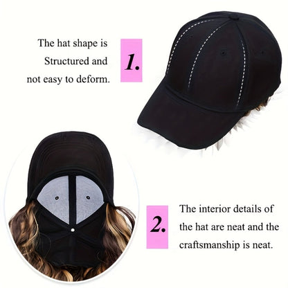 Synthetic Wig 18-Inch Curly-Wavy Baseball Cap Style in Three Highlighted Color Codes for Daily Wear