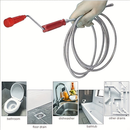 Drain Snake Pipe Cleaner – Flexible Drain Auger for Toilet, Sink, Shower & Sewer Clog Removal, Reusable Spring Wire Drain Unclogger
