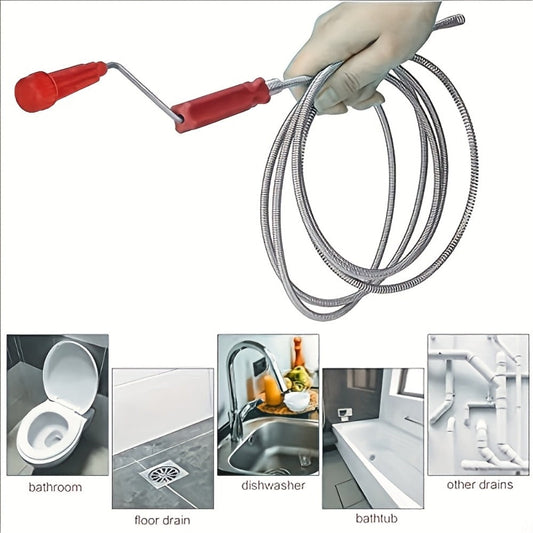 Drain Snake Pipe Cleaner – Flexible Drain Auger for Toilet, Sink, Shower & Sewer Clog Removal, Reusable Spring Wire Drain Unclogger