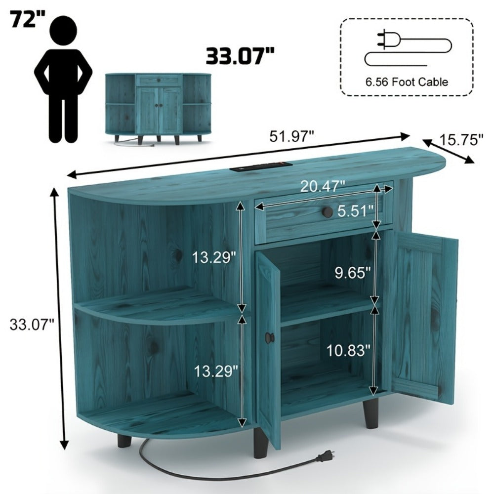 51.97-Inch Freestanding Sideboard Buffet Cabinet with Open Shelves for Kitchen detail image - detail view 4