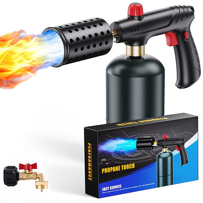 Kitchen Torch Propane Culinary Torch with Adjustable Flame, Safety Lock & Heat Dissipation, Butane Torch for Searing Steak, Creme Brulee, BBQ, Charcoal Starter, Camping (Tank Not Included)