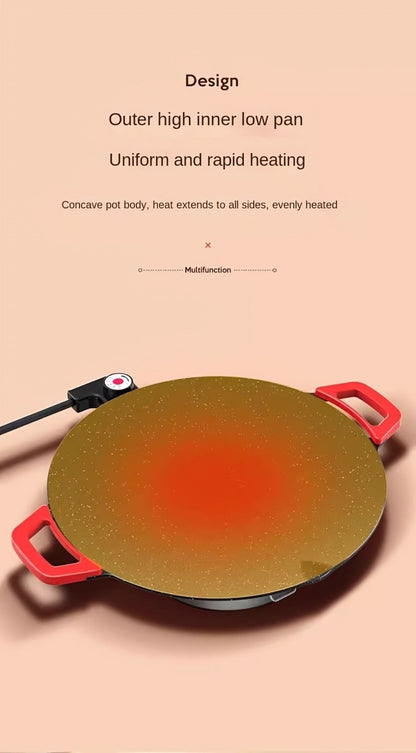 Electric Griddle Maifan Stone Non-Stick Coating 5-Speed Temperature Control - Indoor Electric Baking Pan with Red Handle, Easy Clean, for Pancakes Eggs Steak BBQ - 18"/19"/Square 26.9"