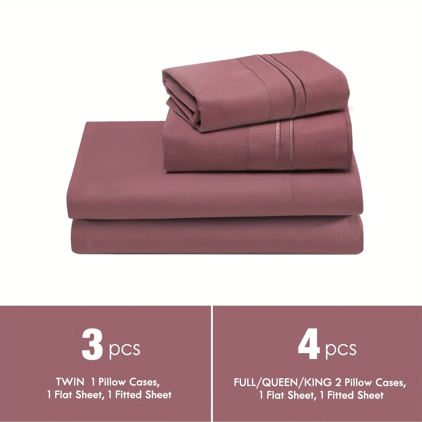 Fitted Sheet Set Deep Pocket | Soft Cooling Breathable Bedding 3-4pcs Fade-Resistant All-Season for Twin Full Queen King – Solid Color Bed Sheets for Dorm Guest Room Everyday Use