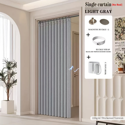 Magnetic Room Divider Curtain Doorway - Rodless Bohemian Striped Door Curtain, 210GSM Thickened Polyester, Natural Drape, Space Partition for Living Room Bedroom Kitchen, Machine Washable, No Rod Needed