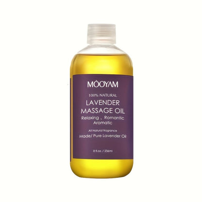 Lavender-Labeled Massage Oil in One or Three 236 ml Bottles with Pour Caps for Body-Care Routines