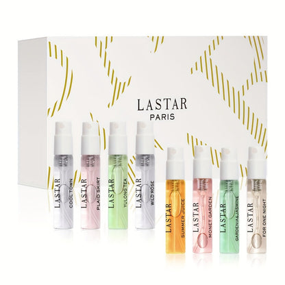 Perfume Gift Set LASTAR Eight-Piece Spray Bottle Collection in White Gold Box with Fitted Insert for Women