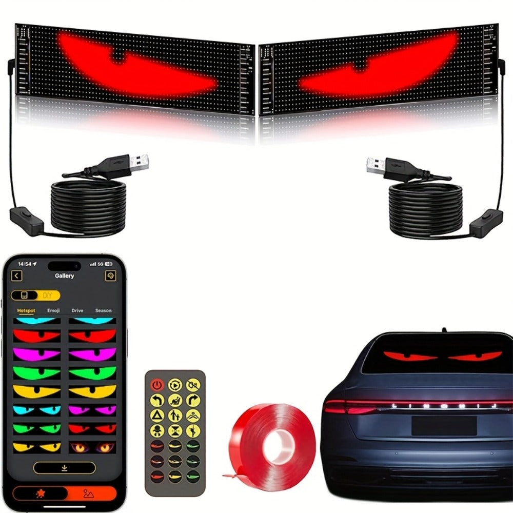 Devil Eye LED Headlight Panels 2 Pack Flexible RGB Matrix App & Remote Control - USB 5V for an Everyday Personal Care Routine
