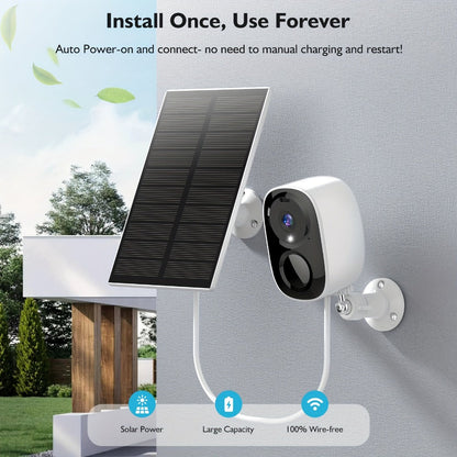Solar Outdoor Security Camera with Dual-Band 2.4/5GHz WiFi, 5000mAh Battery and Black or White Body