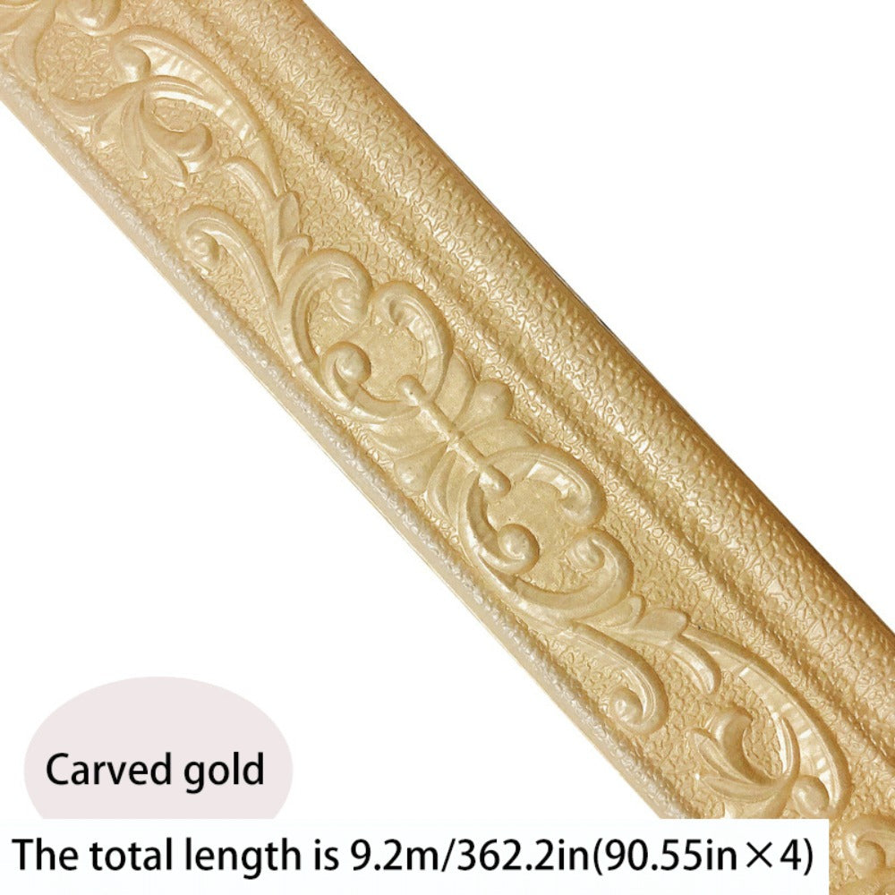 Carved Foam Baseboard Wall Trim Sticker in White, Silver Gray, Copper or Golden, Available in 4, 8 or 12 Rolls