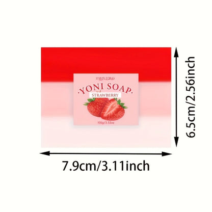 Strawberry Intimate Soap for Women 100g pH Balancing Feminine Wash Bar Gentle Cleansing Fresh for Bath Time, Home Spa and Personal Care