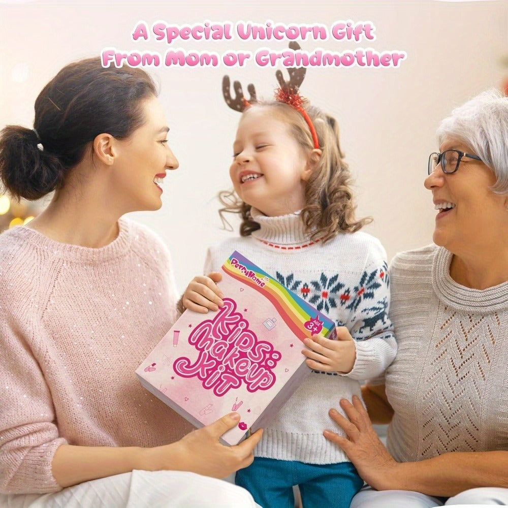 Kids Pretend Makeup Set for Girls Ages 3-12 – Non-Toxic Washable Princess Cosmetics with Crossbody Coin Purse, Dress Up Role Play Toy, Birthday Christmas Gift for Girls