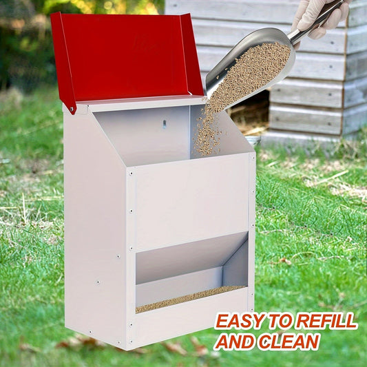 Chicken Feeder | Automatic Metal Galvanized Waterproof Wall Mount Coop