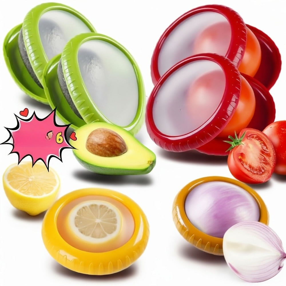 Food Storage Containers Six- or Eight-Piece Silicone Produce Saver Set for Refrigerator and Dishwasher Use