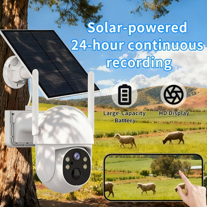 Encrypted Cloud Solar Security Camera Outdoor 3MP AI Detection – App-Controlled Pan Tilt, Full Color Night Vision, Sound & Light Alert, Two-Way Audio, Waterproof Wireless WiFi Camera