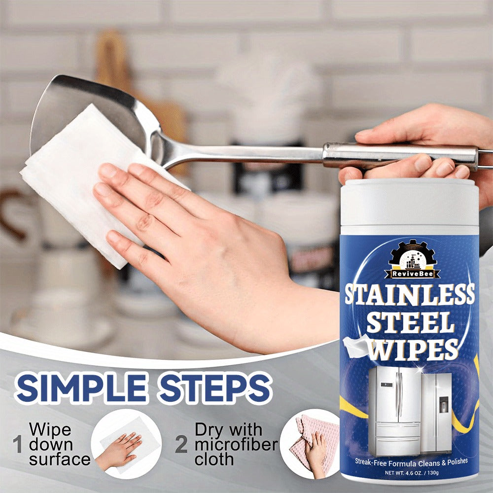 Stainless Steel Cleaning Wipes in One or Two Barrel Packs for Kitchen Appliances, Sinks, Cookware and Surfaces
