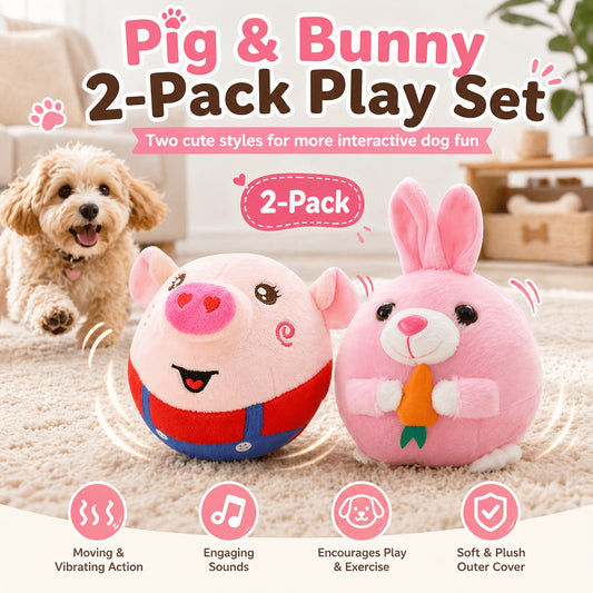 Dog Toy USB-Rechargeable Bouncing Character with Voice Recording, Music and Animal Sound Modes