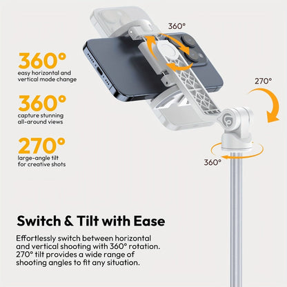 TT88 57-Inch Overhead Phone Tripod and Selfie Stick with Magnetic Clip, Dual Cold Shoes and Two Colors