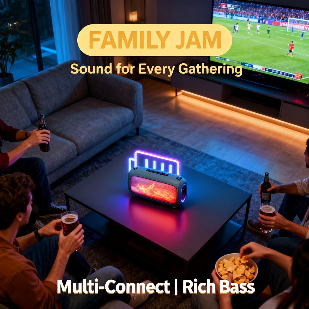 Portable Bluetooth Speaker with Bluetooth 5.3, TWS, 1800mAh Battery, LED Light, AUX and TF Input