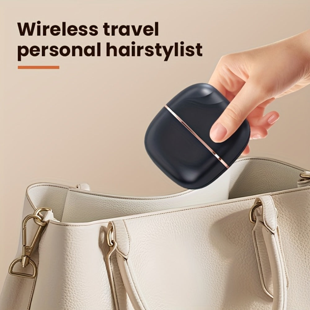 Mini Cordless Hair Straightening Brush with USB Charging, 9.6cm Compact Body and Black Configuration Options