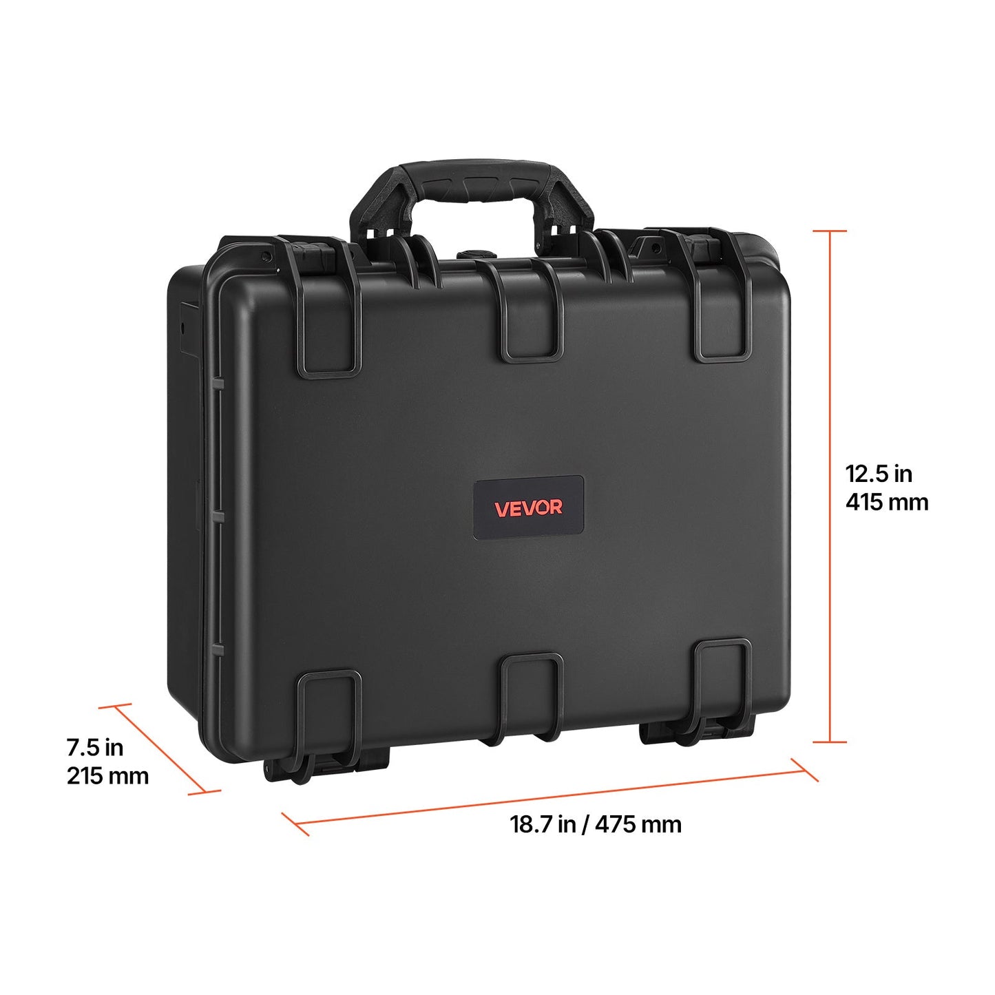 Hard Gun Case with Modular XPE Foam Interior – Heavy Duty Pistol Storage Box with Metal Hinges, 4 Lock Holes & Pressure Valve, Fits Glock & 6 Magazines, 18.7x12.5x7.5 in