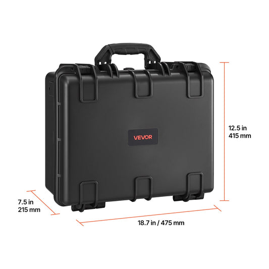 Hard Gun Case with Modular XPE Foam Interior – Heavy Duty Pistol Storage Box with Metal Hinges, 4 Lock Holes & Pressure Valve, Fits Glock & 6 Magazines, 18.7x12.5x7.5 in