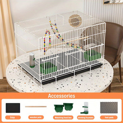 Bird Cage Large Foldable Metal - Escape-Proof Indoor Aviary for Pigeons Parrots & Small Birds with Perches, Feeding Box & Drinking Fountain - Spacious Breeding House & Decorative Pet Bird Enclosure 20 Inch