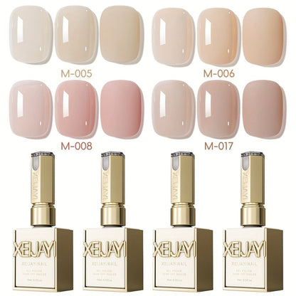 Nude Pink Gel Nail Polish Set 4 Colors High Saturation Opaque Full Coverage - Long Lasting LED UV Cured Salon Quality Frame Bottle Nail Gel Kit for Home & Salon DIY Manicure Women Nail-Safe Formula