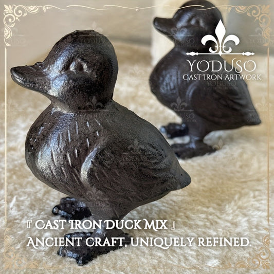 Garden Duck Statue Cast Iron Outdoor Lawn Ornament Rustic Farmhouse Metal Sculpture Mother Duck Ducklings Yard Decor Multiple Styles