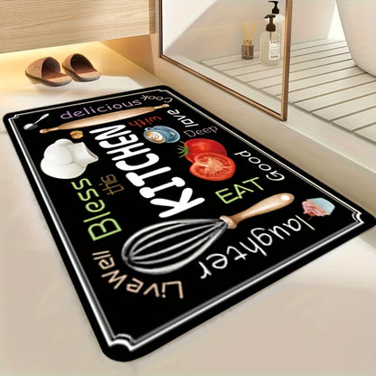 Diatomaceous Earth Kitchen Mat Set 2pcs - Non-Slip Soft Floor Mats for Kitchen Bathroom Bedroom Hallway, Dark Gray, Machine Washable