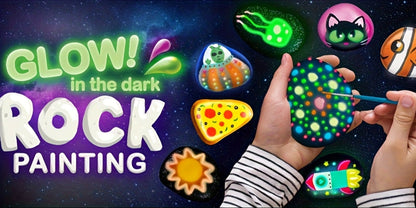 Stone Painting Set Glow in the Dark for Kids – Graffiti Puzzle Outdoor Art Craft Activity Kit Non-Toxic Screen-Free Creative Birthday Party Gift for Boys Girls Ages 5+