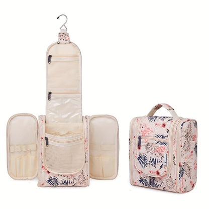 Hanging Toiletry Bag for Women Large Capacity Travel Makeup Organizer Bag with Hook Multi-Compartment Waterproof Cosmetic Pouch 16 Prints for Cruise Gym