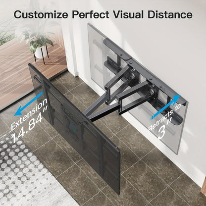 Full Motion TV Wall Mount 37-75 Inch, Dual Arm Swivel Tilt, VESA 600x400mm, Extends 15.4 Inch, Fits LED LCD OLED Flat Curved Screens