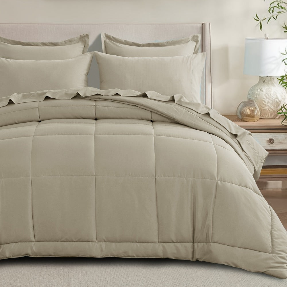 7 Piece Comforter Set Luxury Soft Fluffy Bedding All Season Bed in a Bag with Comforter Fitted Sheet Flat Sheet Pillowcases Hypoallergenic Breathable Easy Care Queen King Twin XL Full