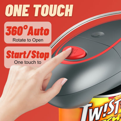 Cordless One-Touch Can Opener with Oval Body in Gray-Red, Black or White-Red Color Options