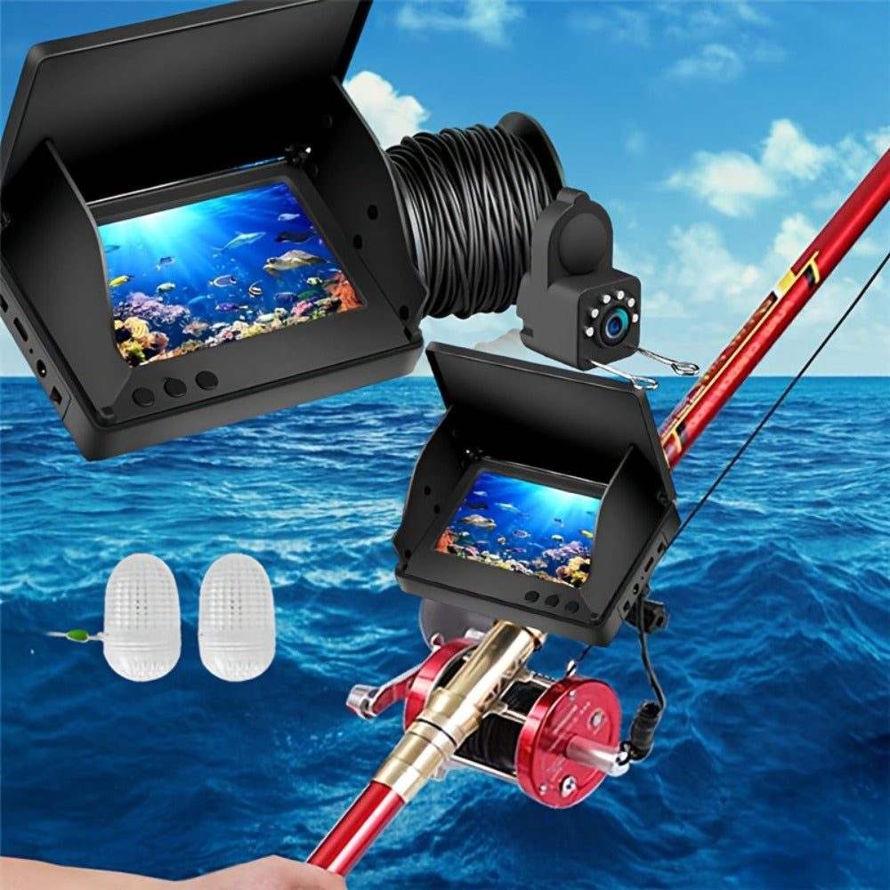 Underwater Fishing Camera 4.3-Inch HD Display with Night Vision & Triple Light Shielding – Portable Fish Finder with Bait Monitor, Complete Fishing Kit for Ice Lake River Sea Fishing