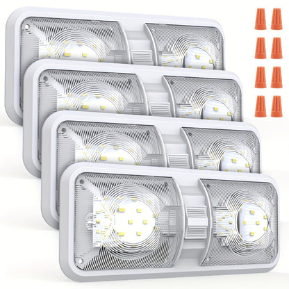 RV LED Interior Light 12V – 1000LM Dome Ceiling Light with Switch for Camper Trailer Boat Car, 8W Natural White (4 Pack)