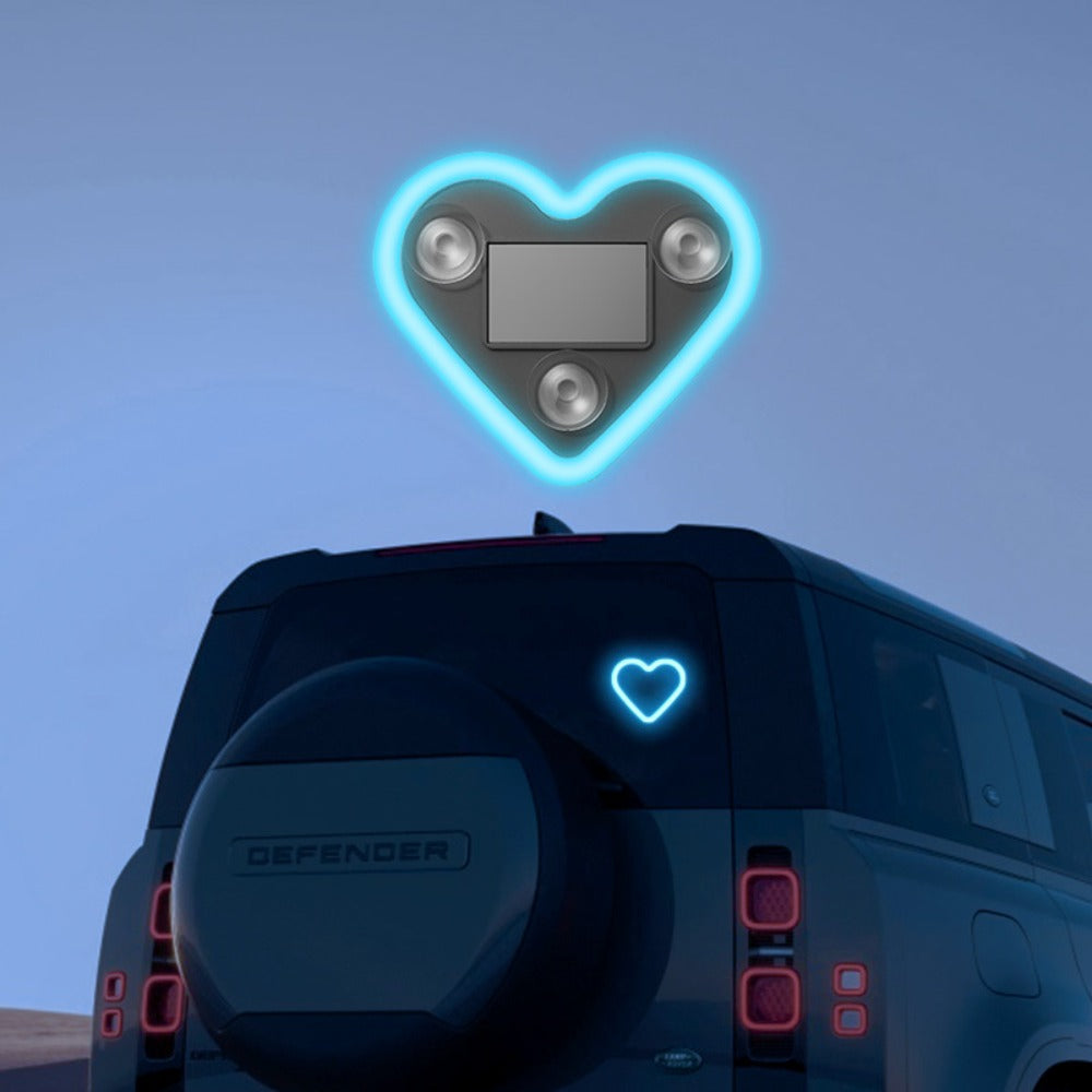 Car Interior Neon Heart Lights Solar USB Rechargeable 5 Lighting Modes Vibration-Sensing Auto On/Off Dashboard Decoration for Cars Trucks SUVs, 2pcs Set Iridescent Pink Blue Red Ice Blue Gift