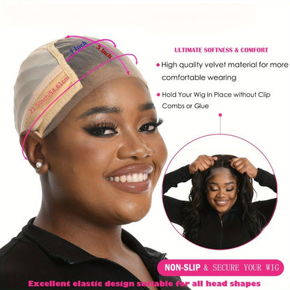 Wide Lace Wig Grip Cap with Ear Cutouts in Brown, Blonde, Black, Beige 613 or Two-Piece Color Sets