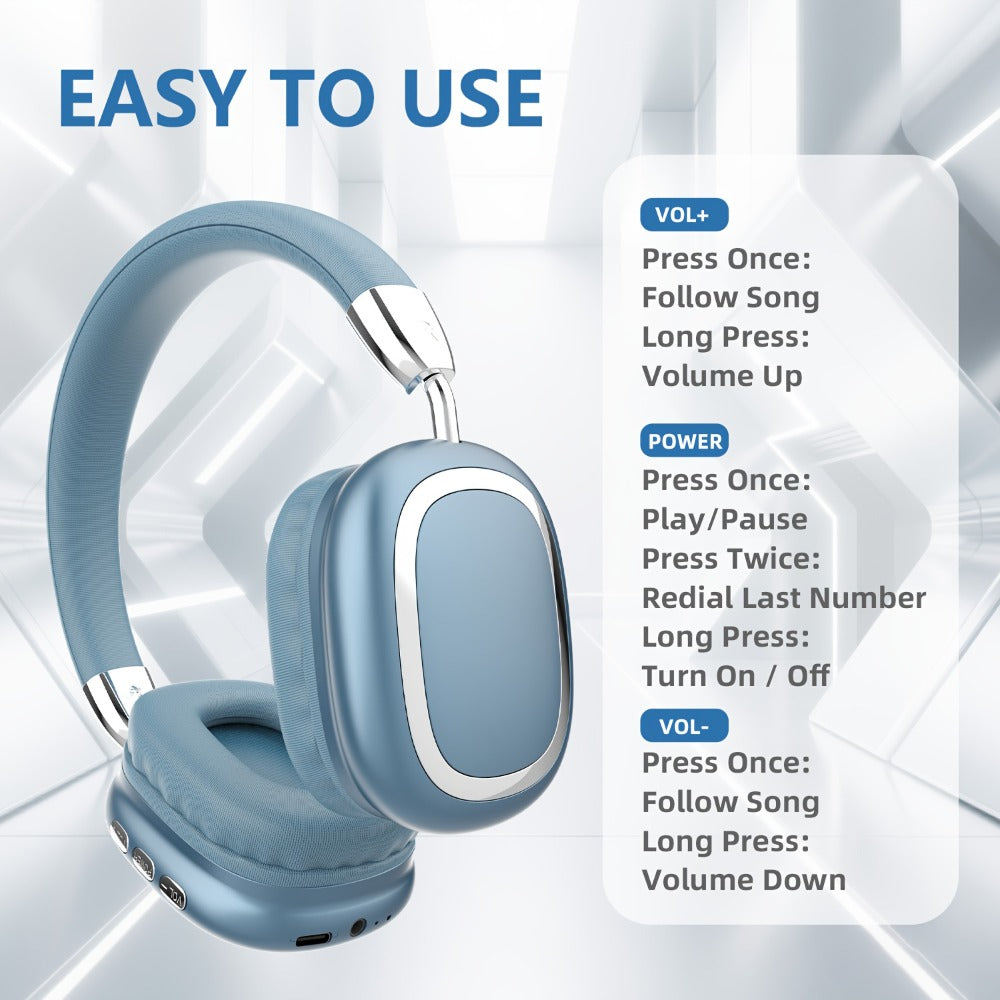 B35 Over-Ear Headphones with Bluetooth 5.3, 40mm Drivers, 90-Degree Rotating Earcups and Five Color or Storage Sets