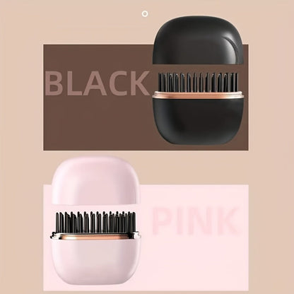 Mini Cordless Hair Straightening Comb with 2000mAh Label, Black or Pink Finish and USB Charging Cable