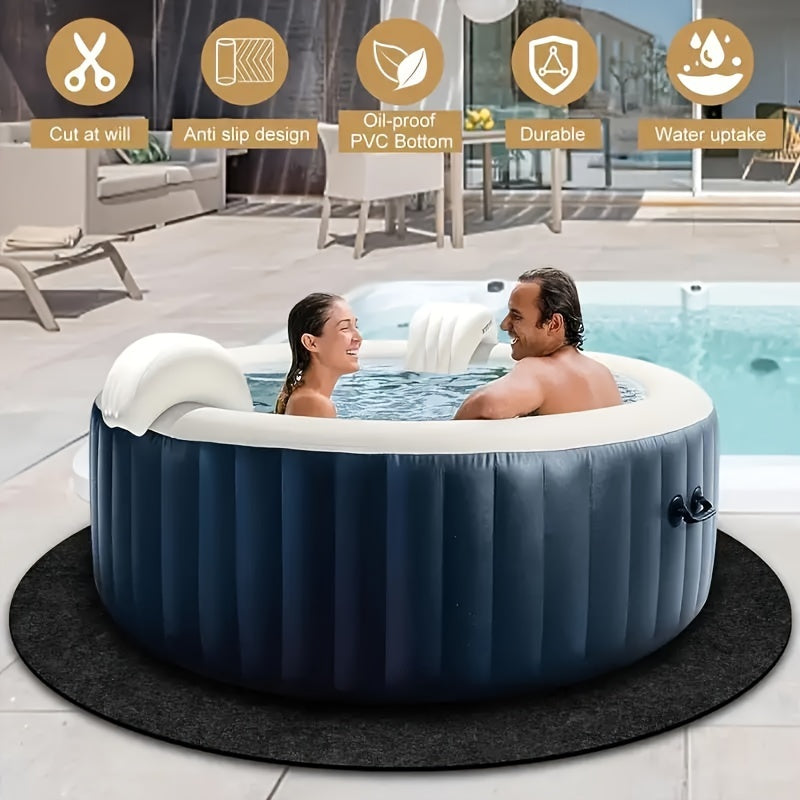 Hot Tub Mat | Round Anti-Slip Waterproof Pool Spa Protector Outdoor