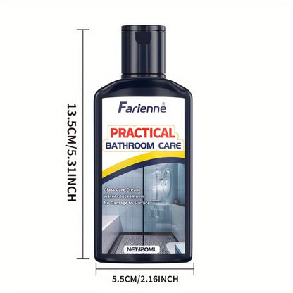 Bathroom Glass Restoration Paste 120g – Removes Water Stains, Soap Scum & Hard Water Deposits from Shower Doors, Tiles & Metal Surfaces, Restores Clarity & Bright Finish, Includes Free Sponge