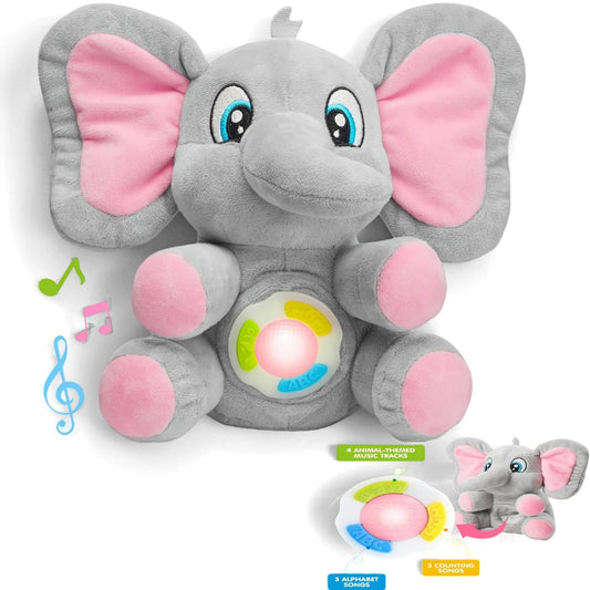 Plush Musical Elephant Baby Toy with Music & Lights – Soft Stuffed Animal Sensory Toy for Infants 6+ Months, Cuddly Light Up Elephant Comfort Toy, Christmas & Birthday Gift for Baby Boys & Girls