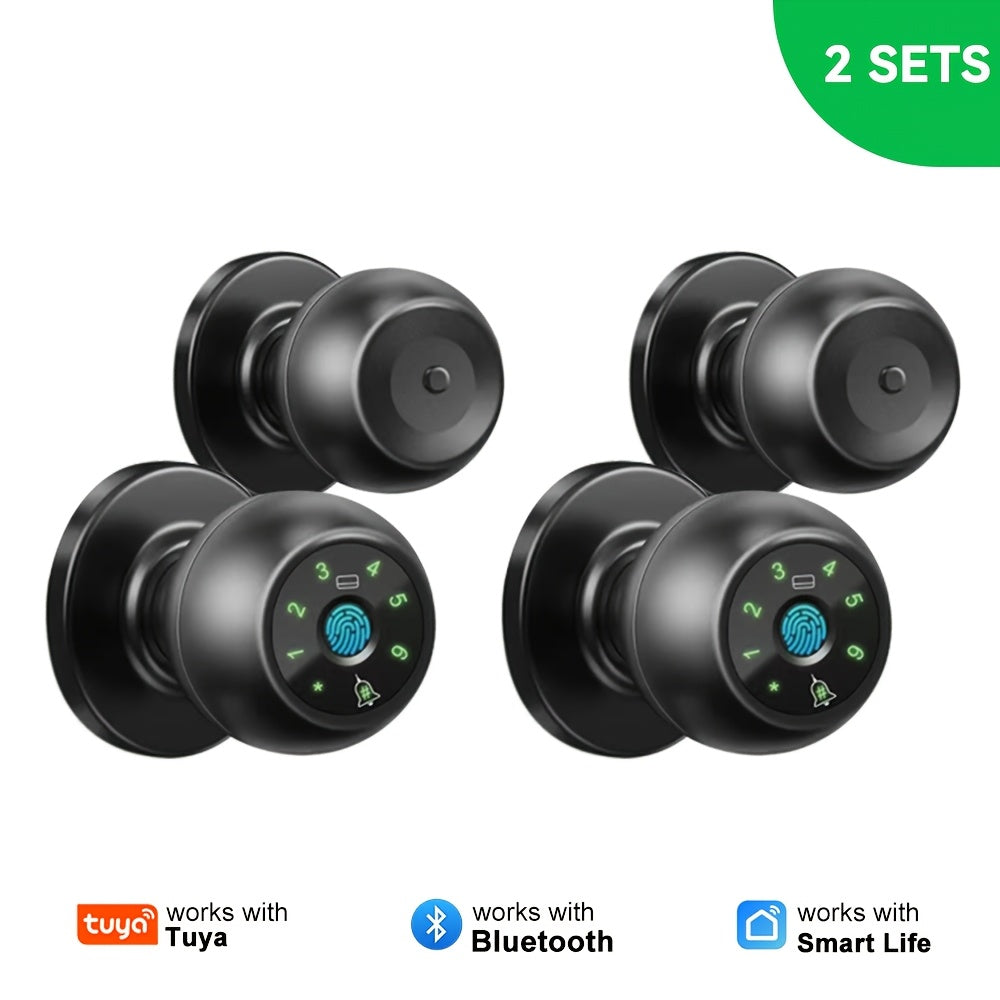 Smart Door Lock Tuya Five-Method Spherical Knob with Fingerprint App IC Card Password and Key