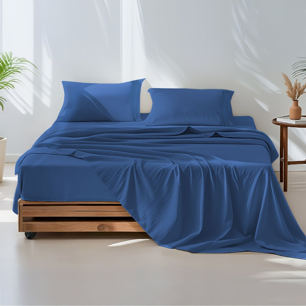 Fitted Sheet Set Deep Pocket | Soft Cooling Breathable Bedding 3-4pcs Fade-Resistant All-Season for Twin Full Queen King – Solid Color Bed Sheets for Dorm Guest Room Everyday Use