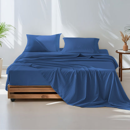 Fitted Sheet Set Deep Pocket | Soft Cooling Breathable Bedding 3-4pcs Fade-Resistant All-Season for Twin Full Queen King – Solid Color Bed Sheets for Dorm Guest Room Everyday Use